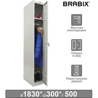 Шкаф металлический для одежды BRABIX "LK 11-30", УСИЛЕННЫЙ, 1 секция, 1830х300х500 мм,18 кг, 291127, S230BR401102