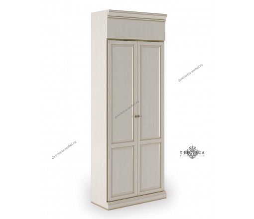 MNV-100266 W Корпус шкафа для одежды с дверями Монарх белый с патиной, spektrum-mebel.ru